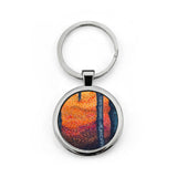 Fall Black Round Stainless Steel Keyring