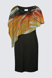 Orange Flower Joni Cape Dress